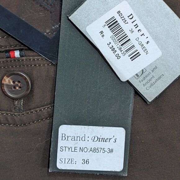 NWT Diner's Mans Fashion Brown Classic Fit Men's Chino Pants Size 36 - Picture 8 of 10